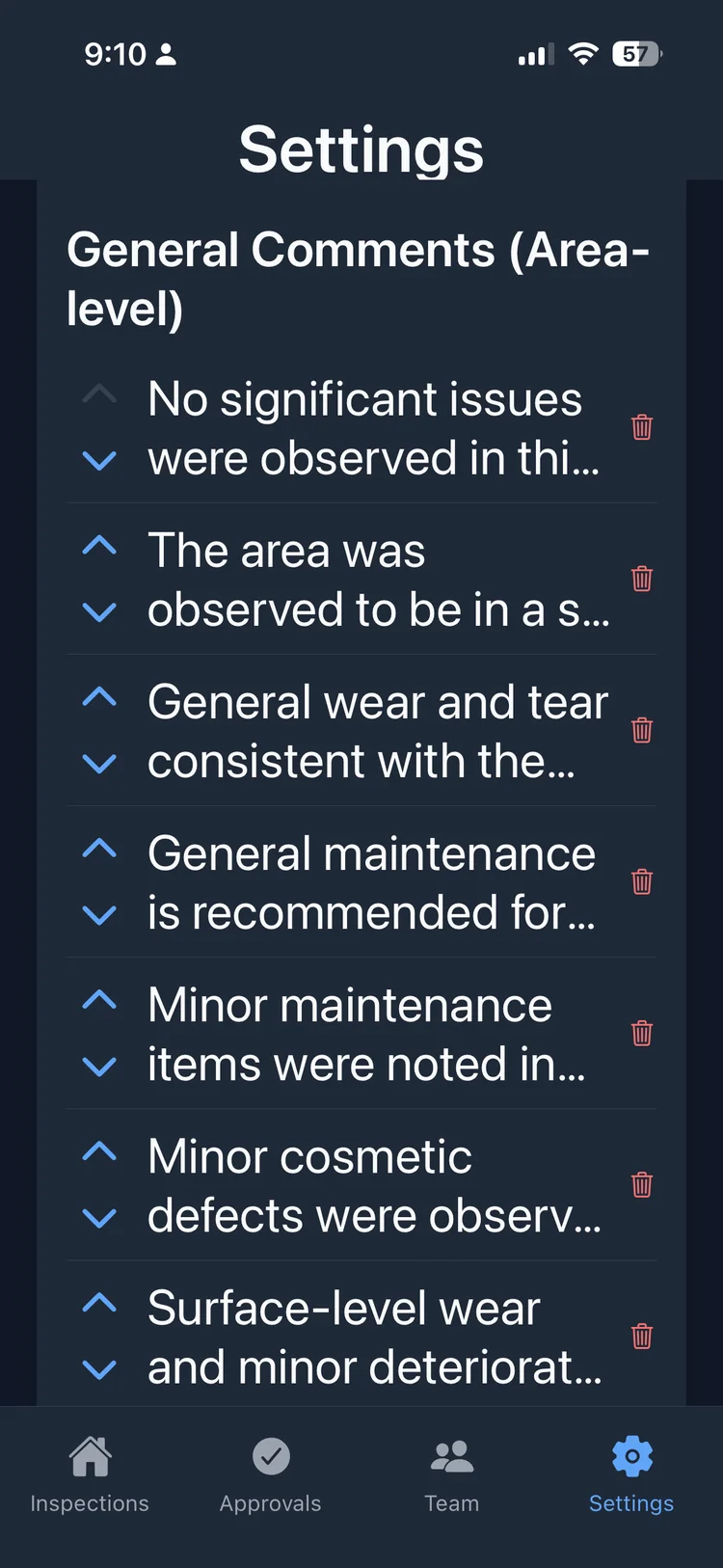 InspectPro app preset comments for fast inspection reporting